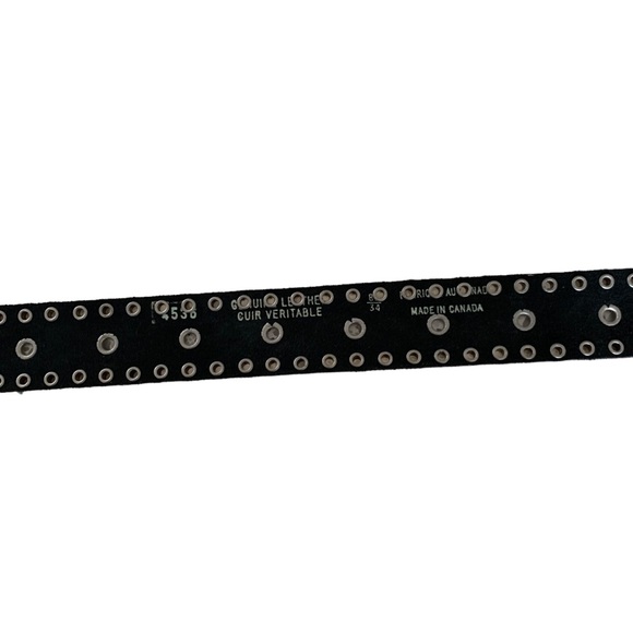 Black and Silver Metal Studded Genuine Leather Streetwear Belt Made in Canada - Picture 9 of 13